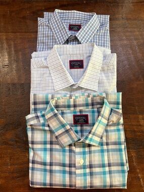 LOT OF 3 UNTUCKit 100% Cotton L-Sleeves Button-Up Shirts Multi Plaid Blue Men L